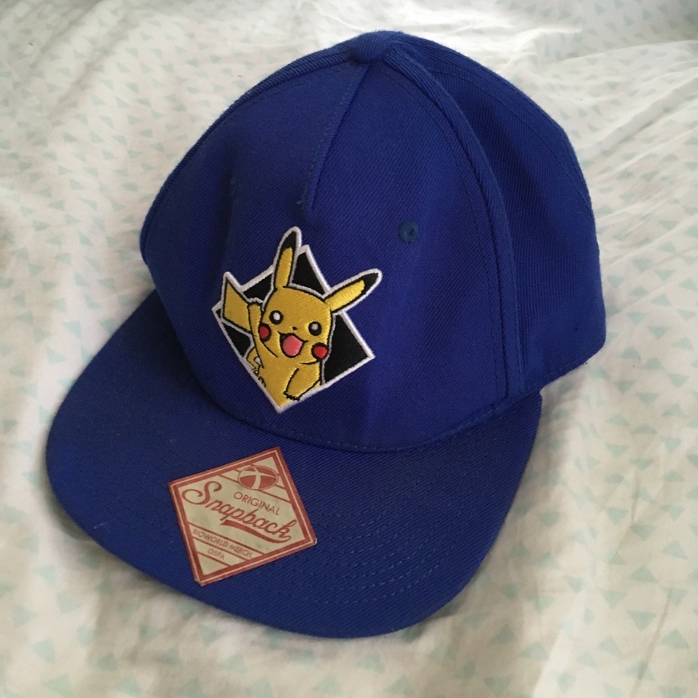 Pikachu snap back wide-brim hat. Pokémon hat.